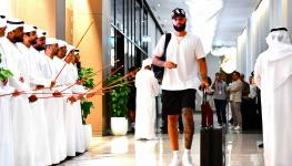 Olympiacos’ Evan Fournier touches down in Abu Dhabi.jpeg