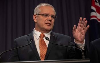 رئيس الوزراء الأسترالي سكوت موريسون يتحدث في مؤتمر صحفي في سيدني باستراليا.jpg