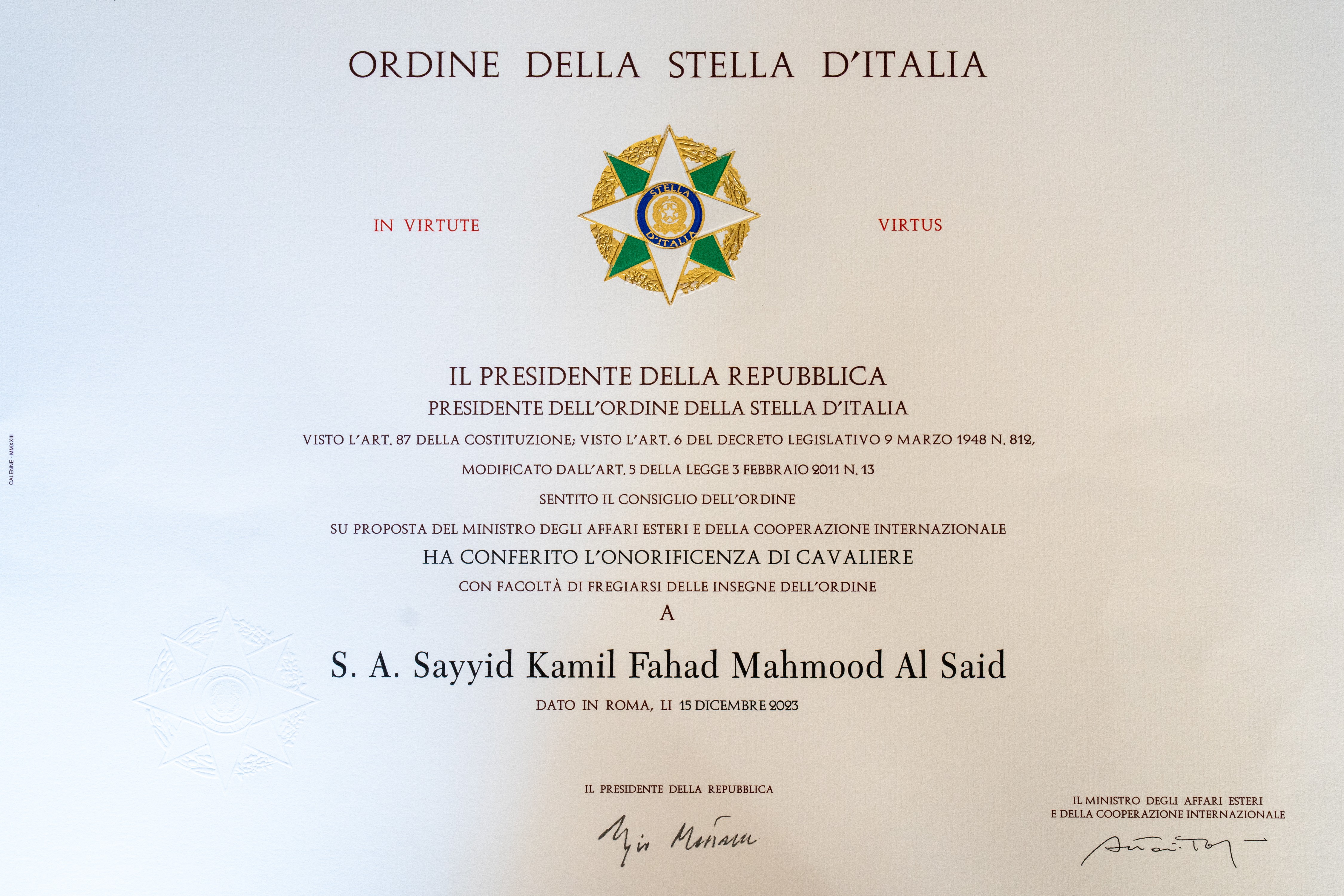 وسام نجمة إيطاليا السيد كامل بن فهد (1).jpg