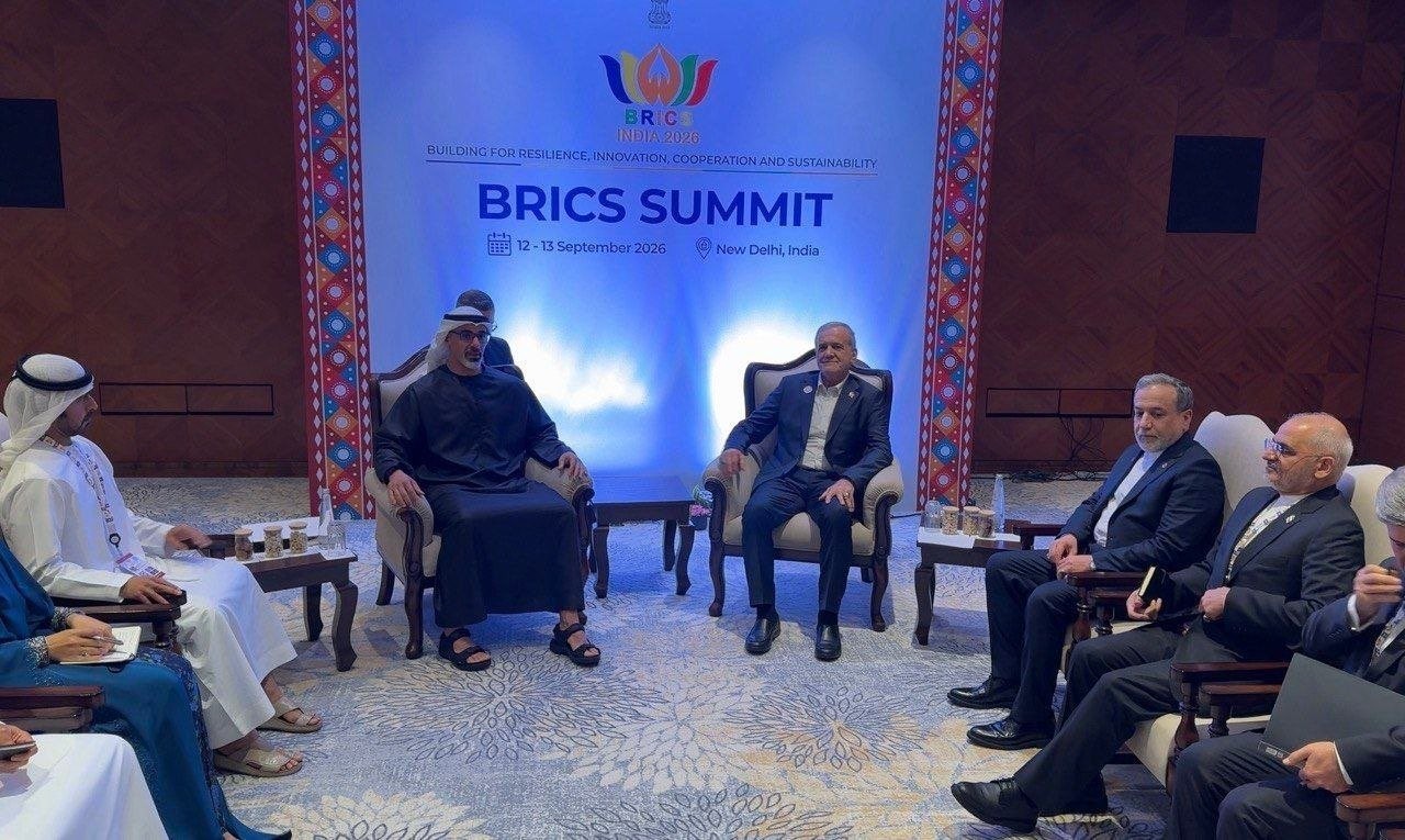 بالفيديو.. الرئيس الإيراني وولي عهد أبوظبي يجتمعان في نيودلهي